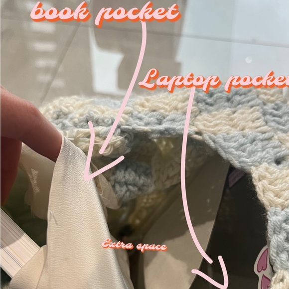 Crochet checkered tote bag - Picture 2 of 6